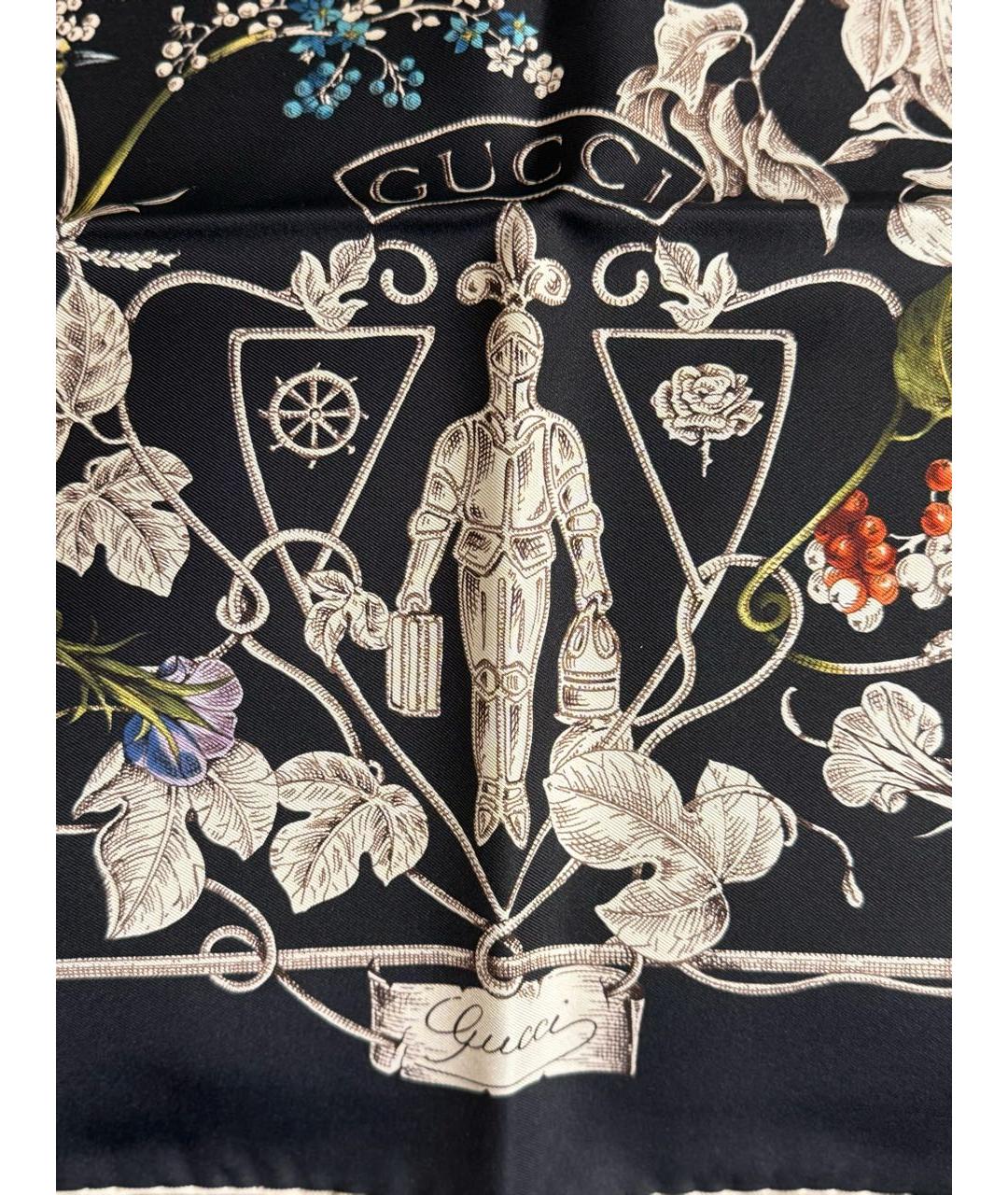 GUCCI Антрацитовый шелковый платок, фото 3