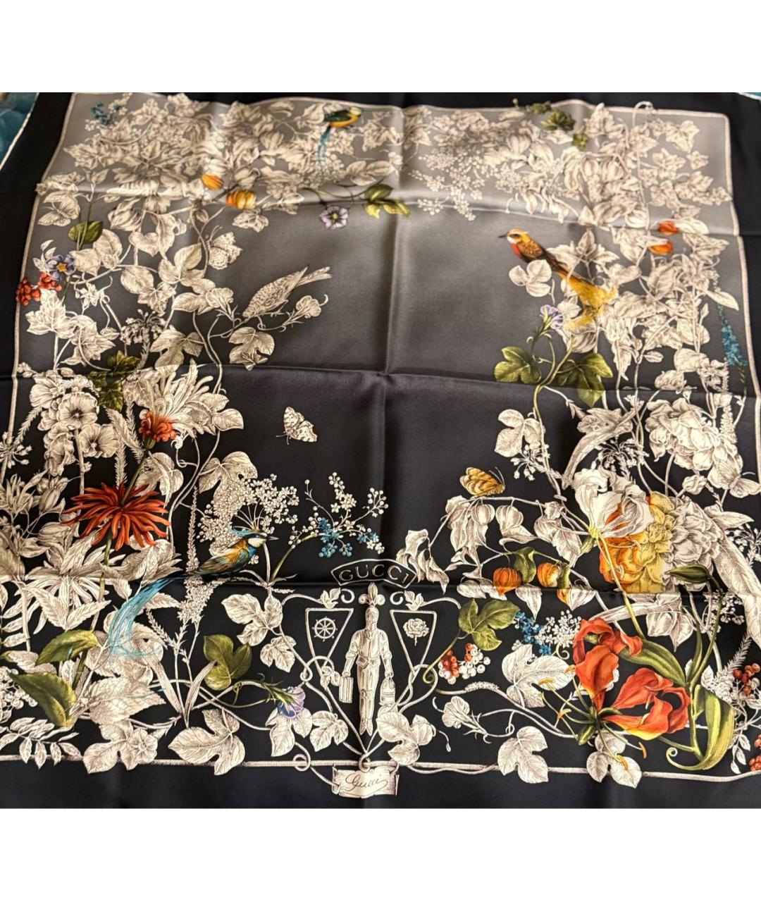 GUCCI Антрацитовый шелковый платок, фото 2