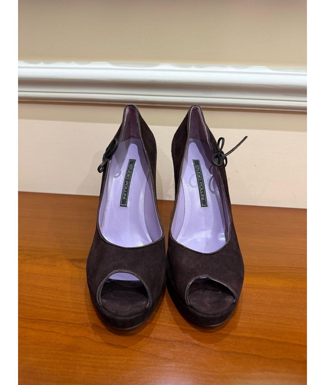 POLLINI Коричневые замшевые туфли, фото 3