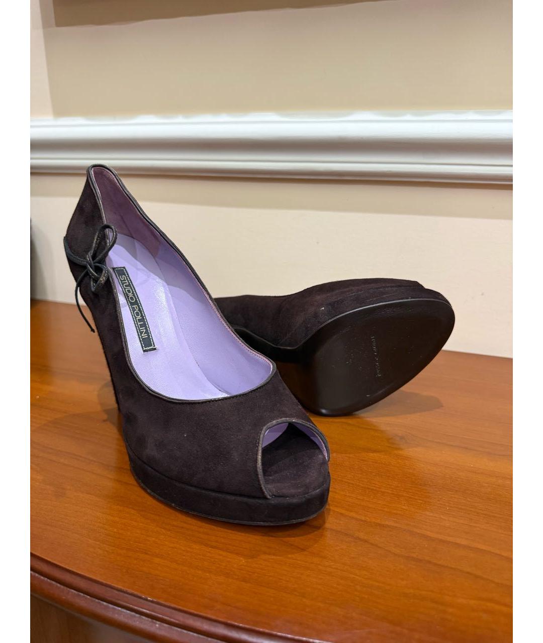 POLLINI Коричневые замшевые туфли, фото 5