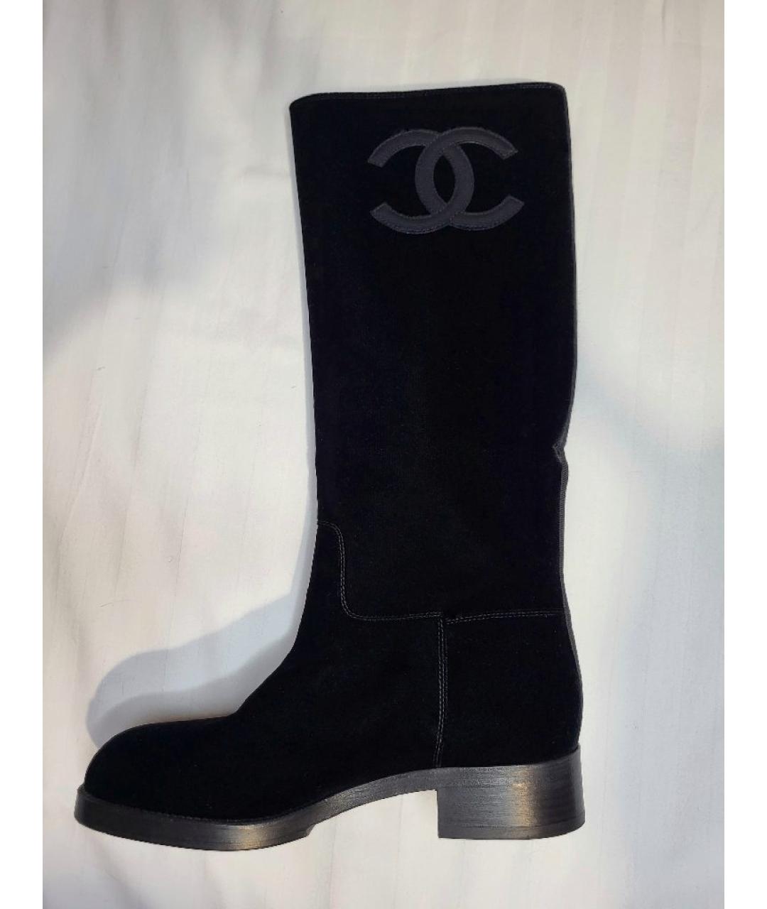 CHANEL Темно-синие кожаные сапоги, фото 10