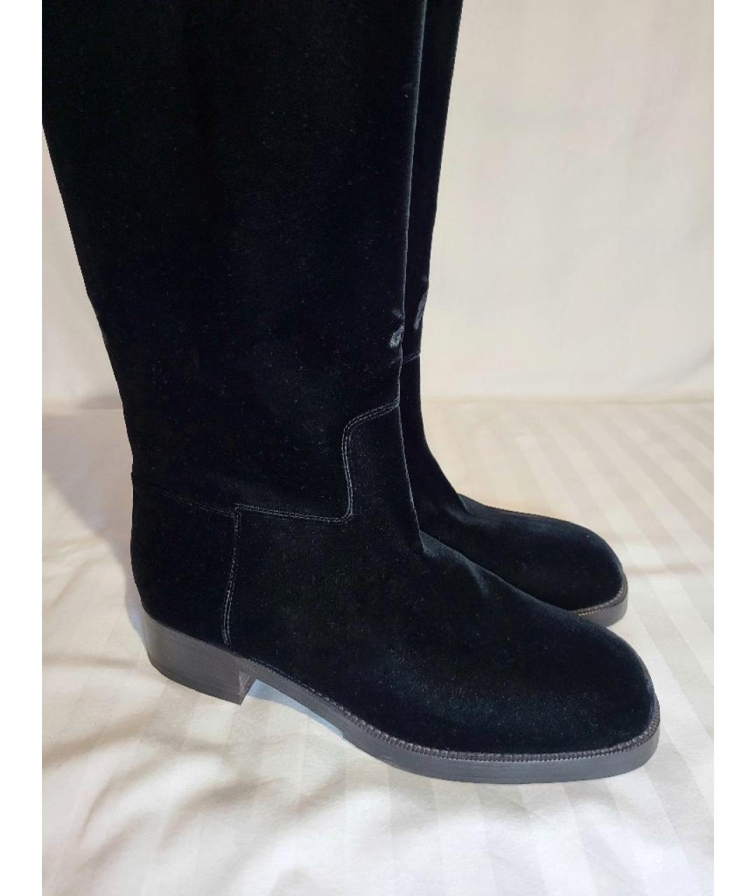 CHANEL Темно-синие кожаные сапоги, фото 9