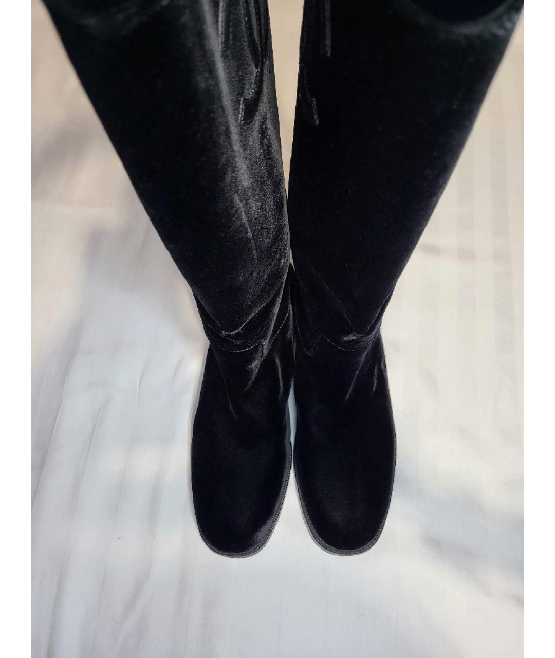 CHANEL Темно-синие кожаные сапоги, фото 2