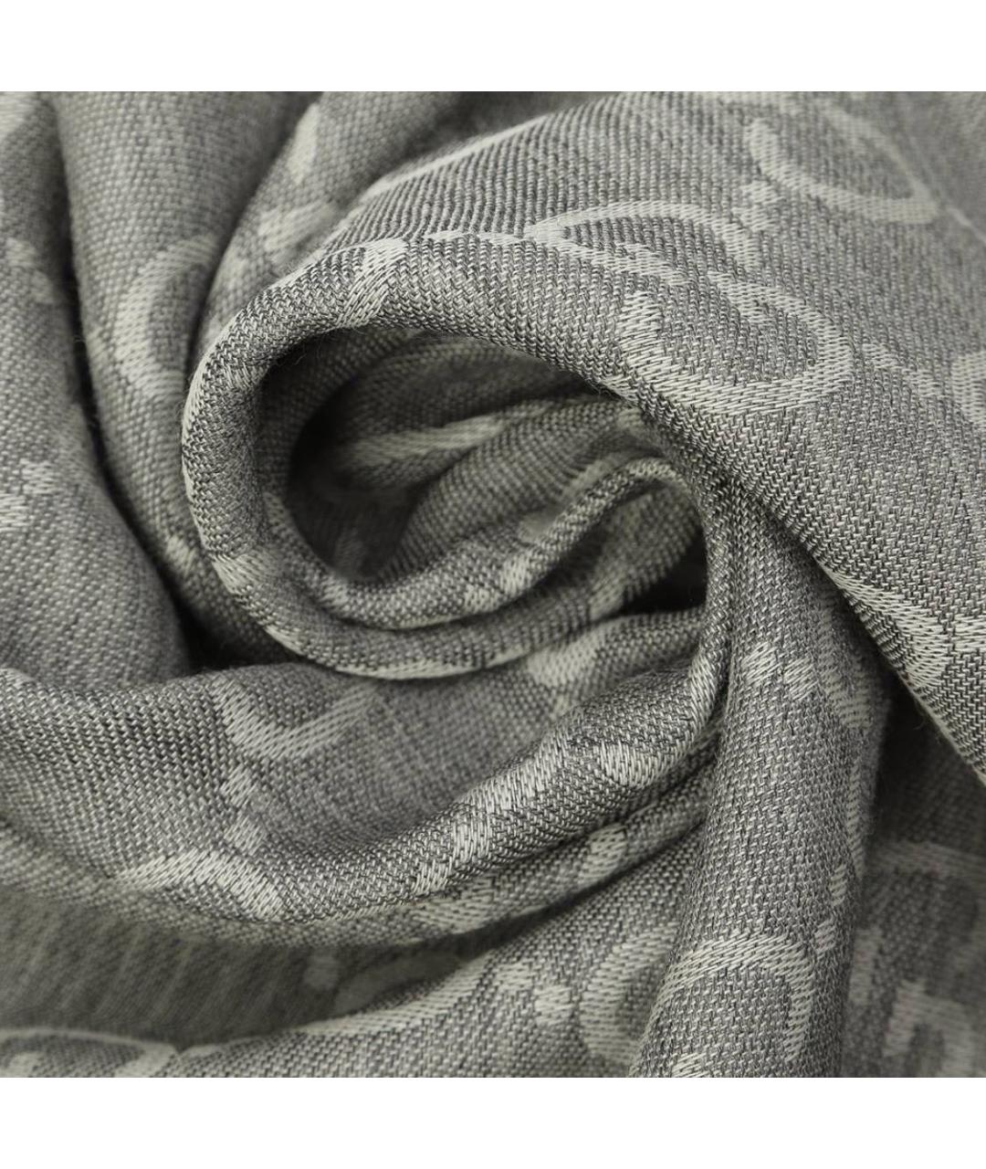 GUCCI Серый шерстяной шарф, фото 2