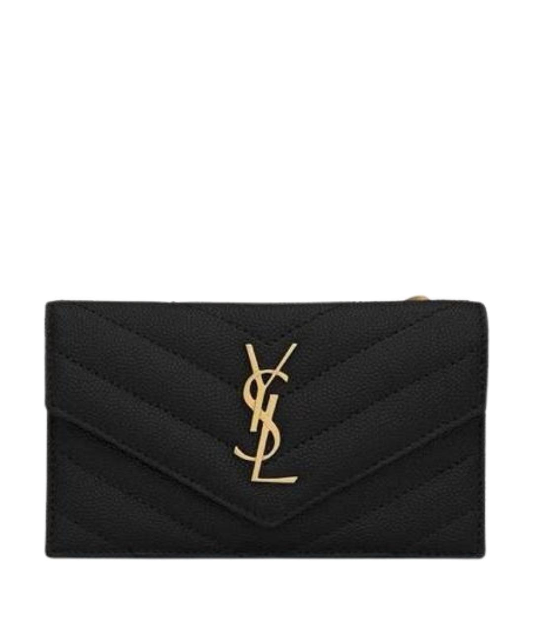 SAINT LAURENT Черный кожаный кошелек, фото 1