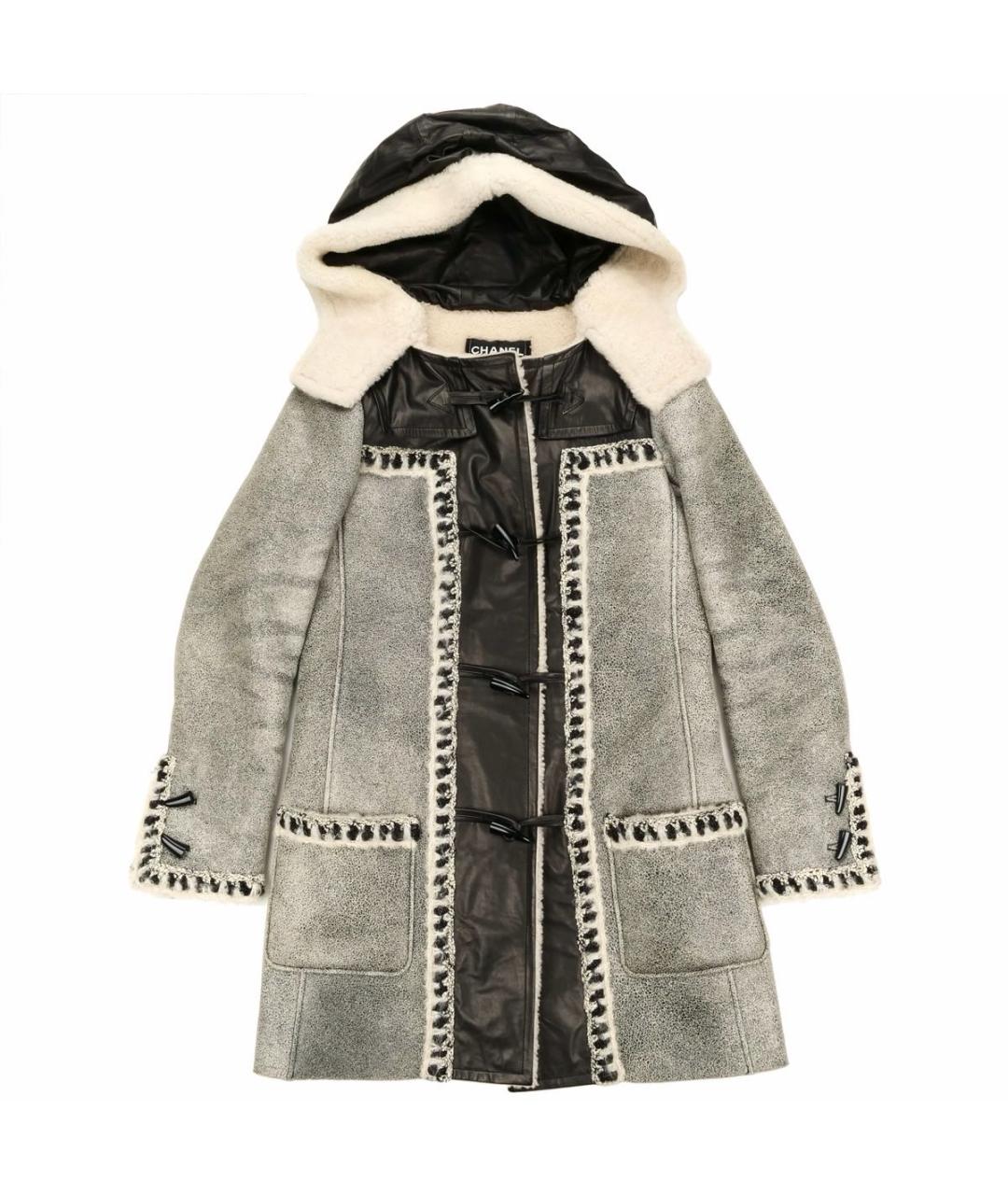 CHANEL Серая шерстяная дубленка, фото 1