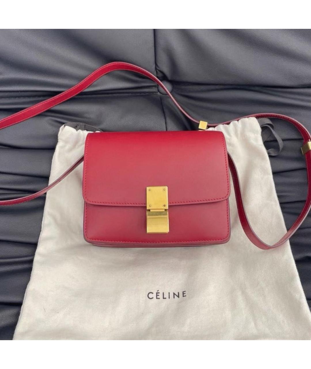 CELINE Красная кожаная сумка через плечо, фото 2