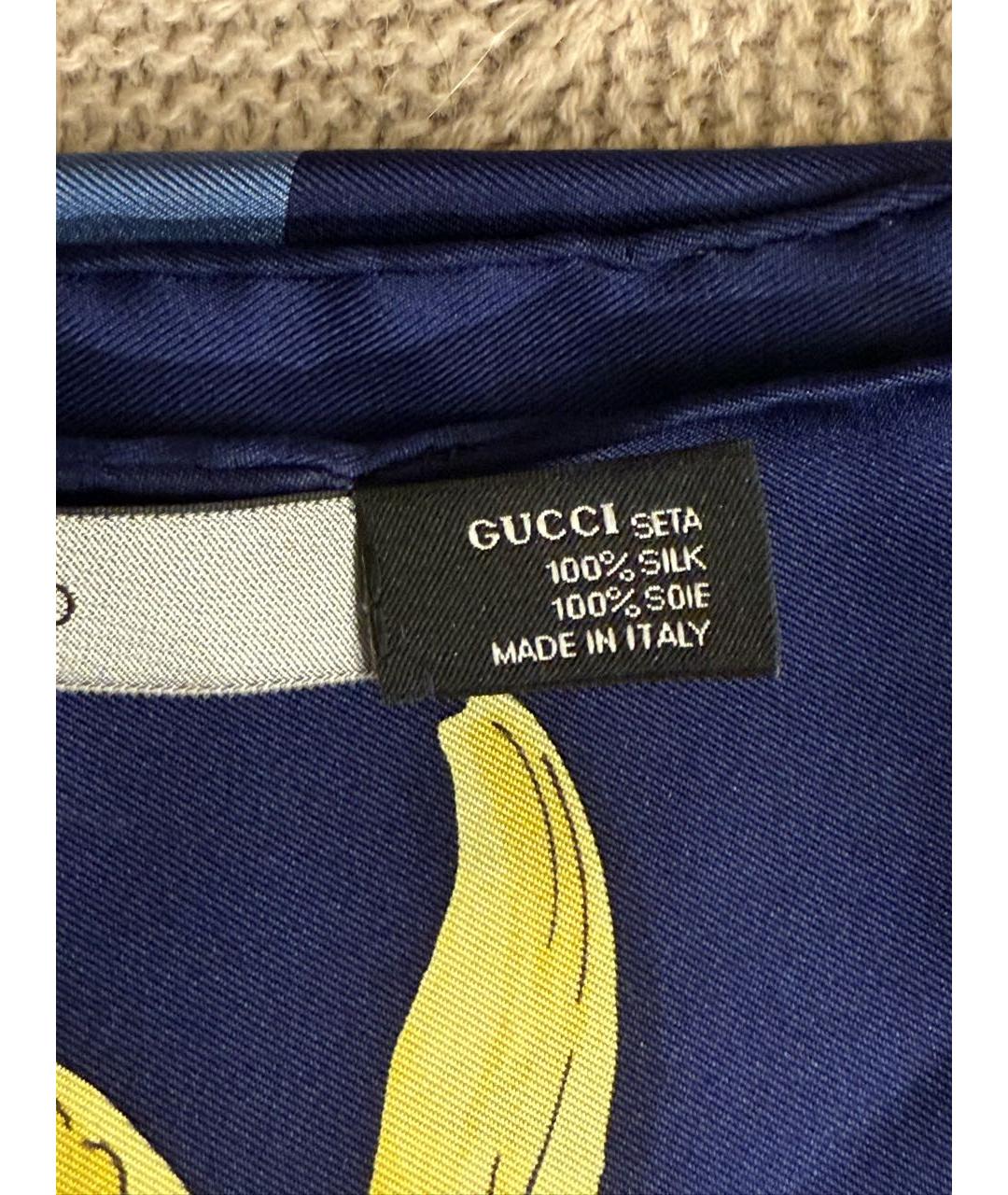 GUCCI Темно-синий шелковый платок, фото 5