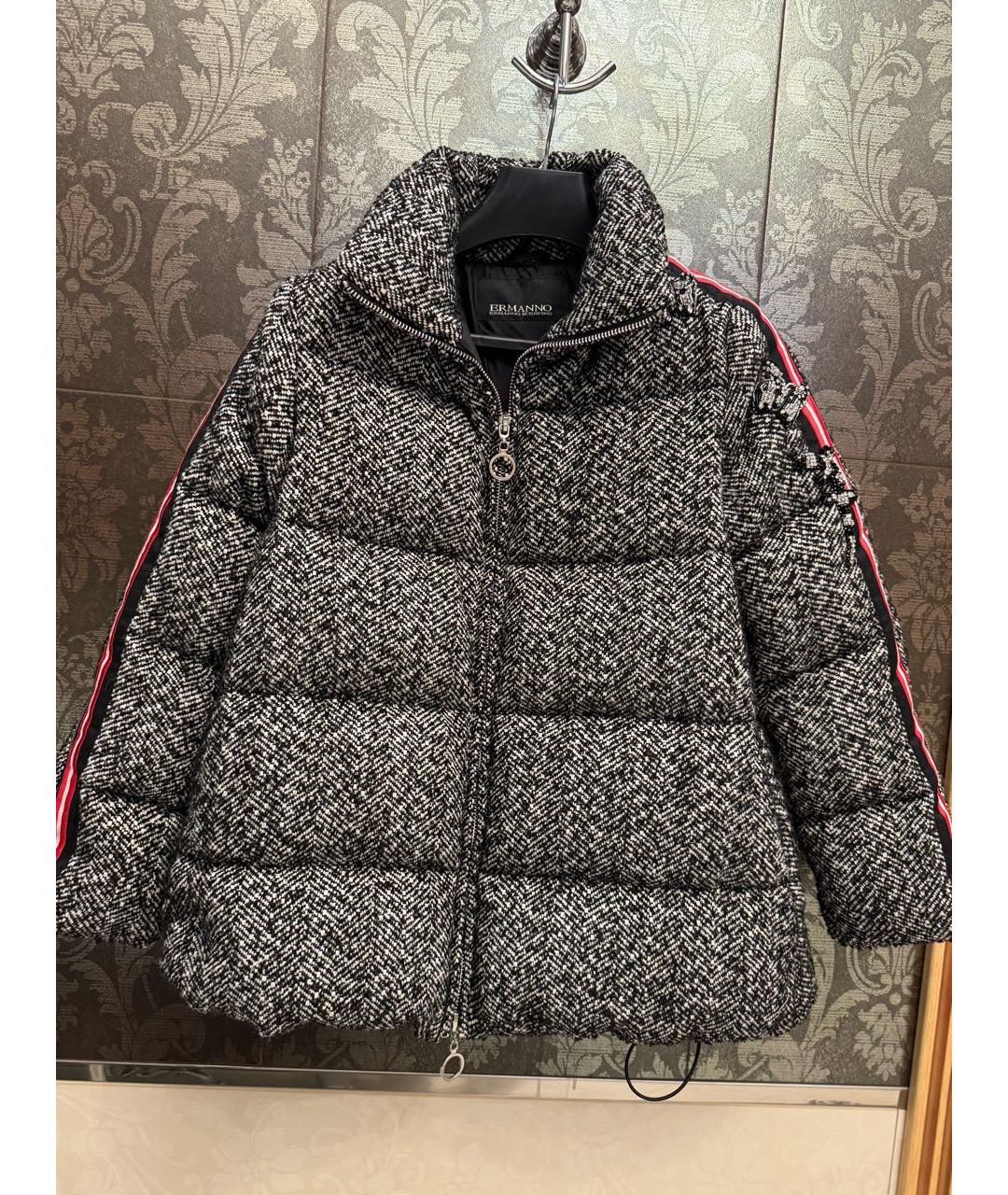 ERMANNO SCERVINO Серый твидовый пуховик, фото 4