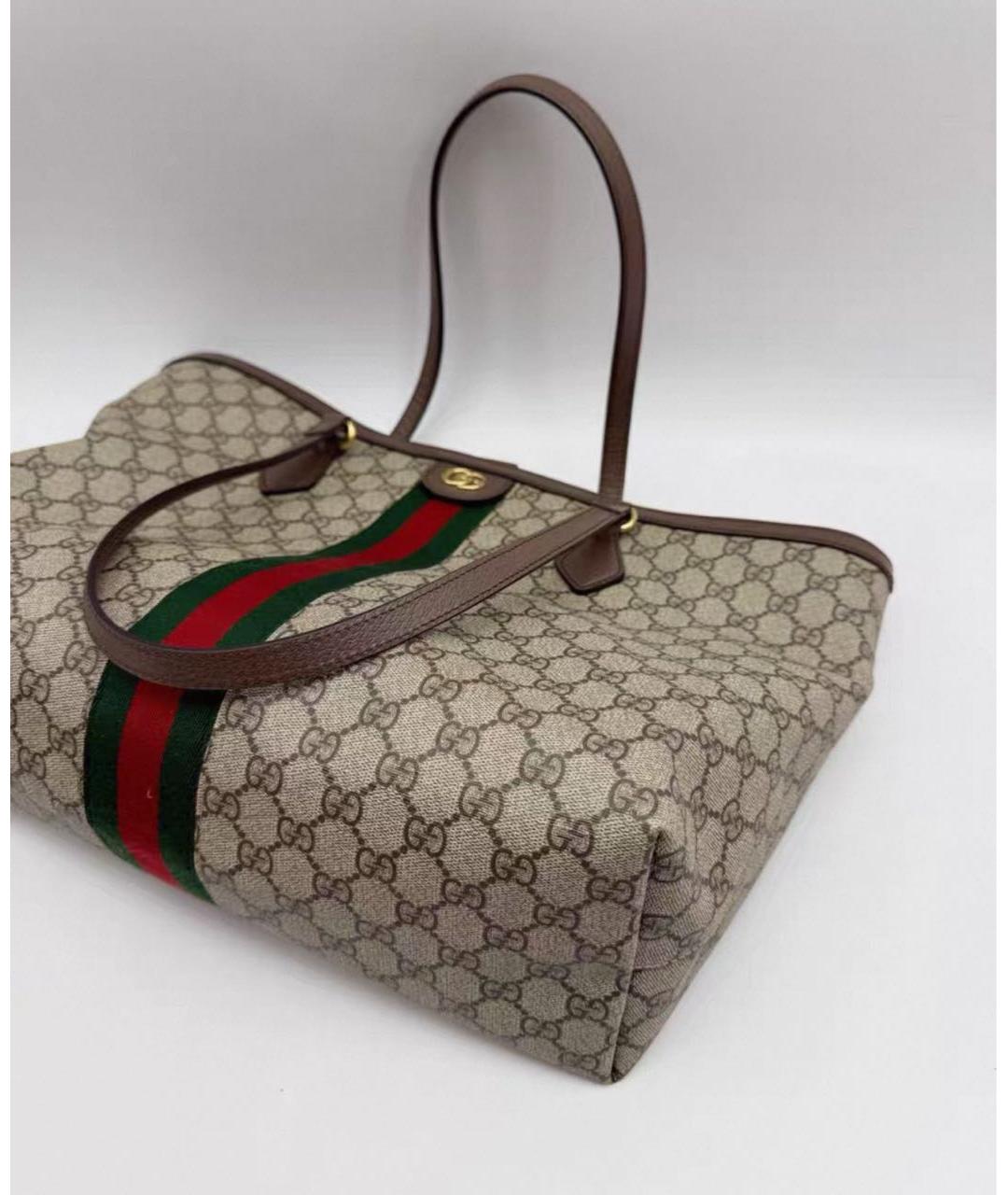 GUCCI Бежевая кожаная сумка тоут, фото 4