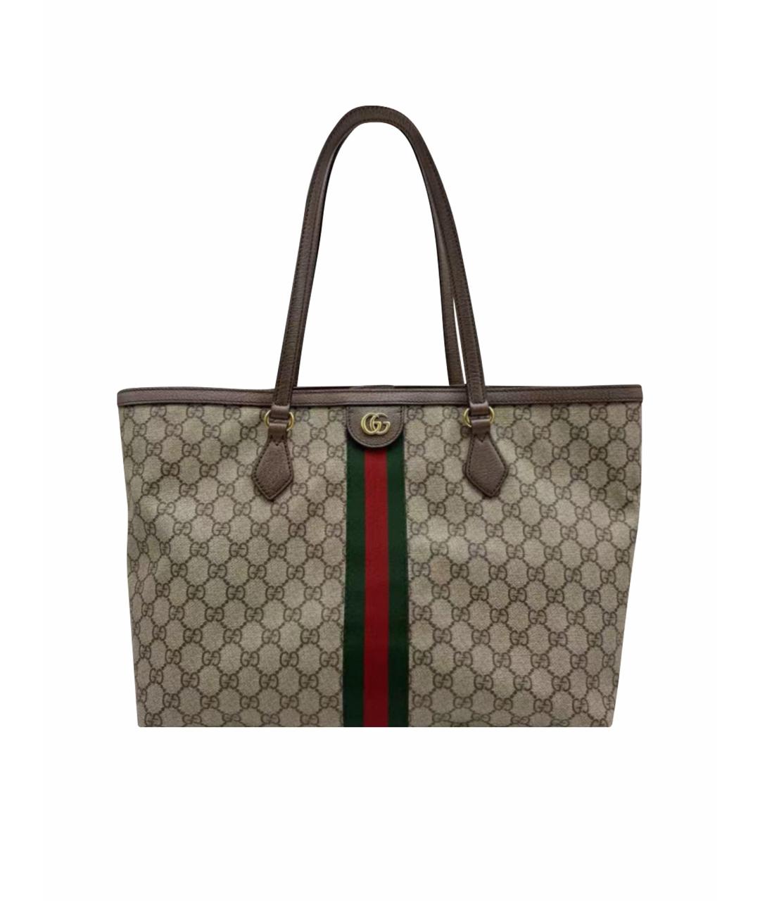 GUCCI Бежевая кожаная сумка тоут, фото 1