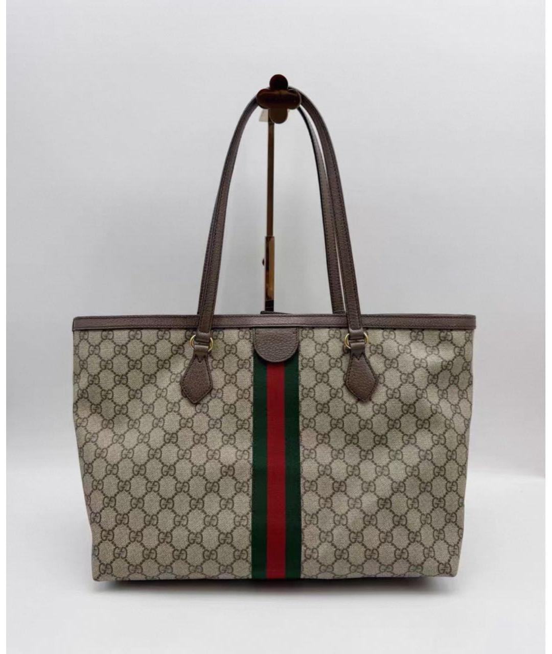 GUCCI Бежевая кожаная сумка тоут, фото 3