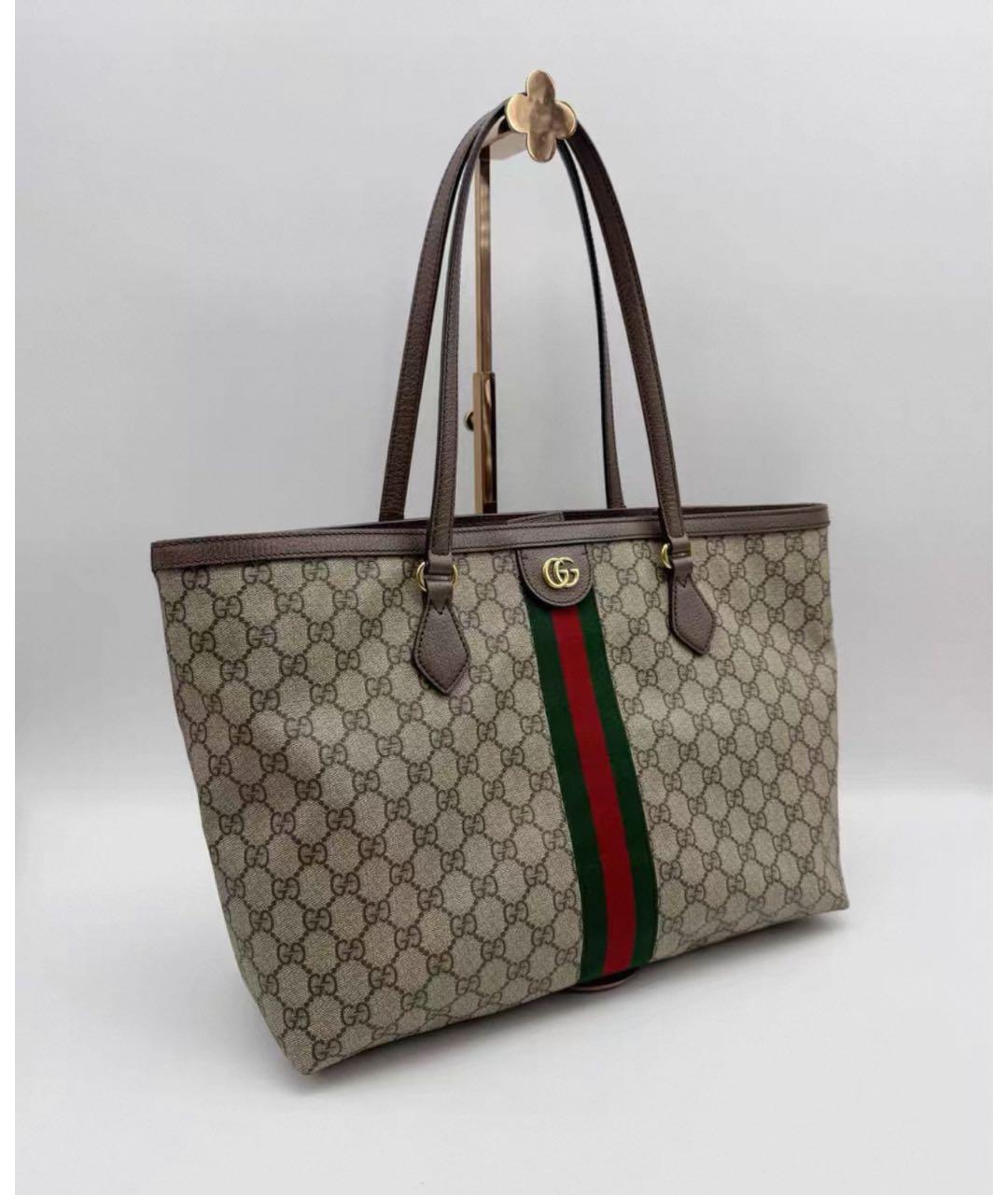 GUCCI Бежевая кожаная сумка тоут, фото 2