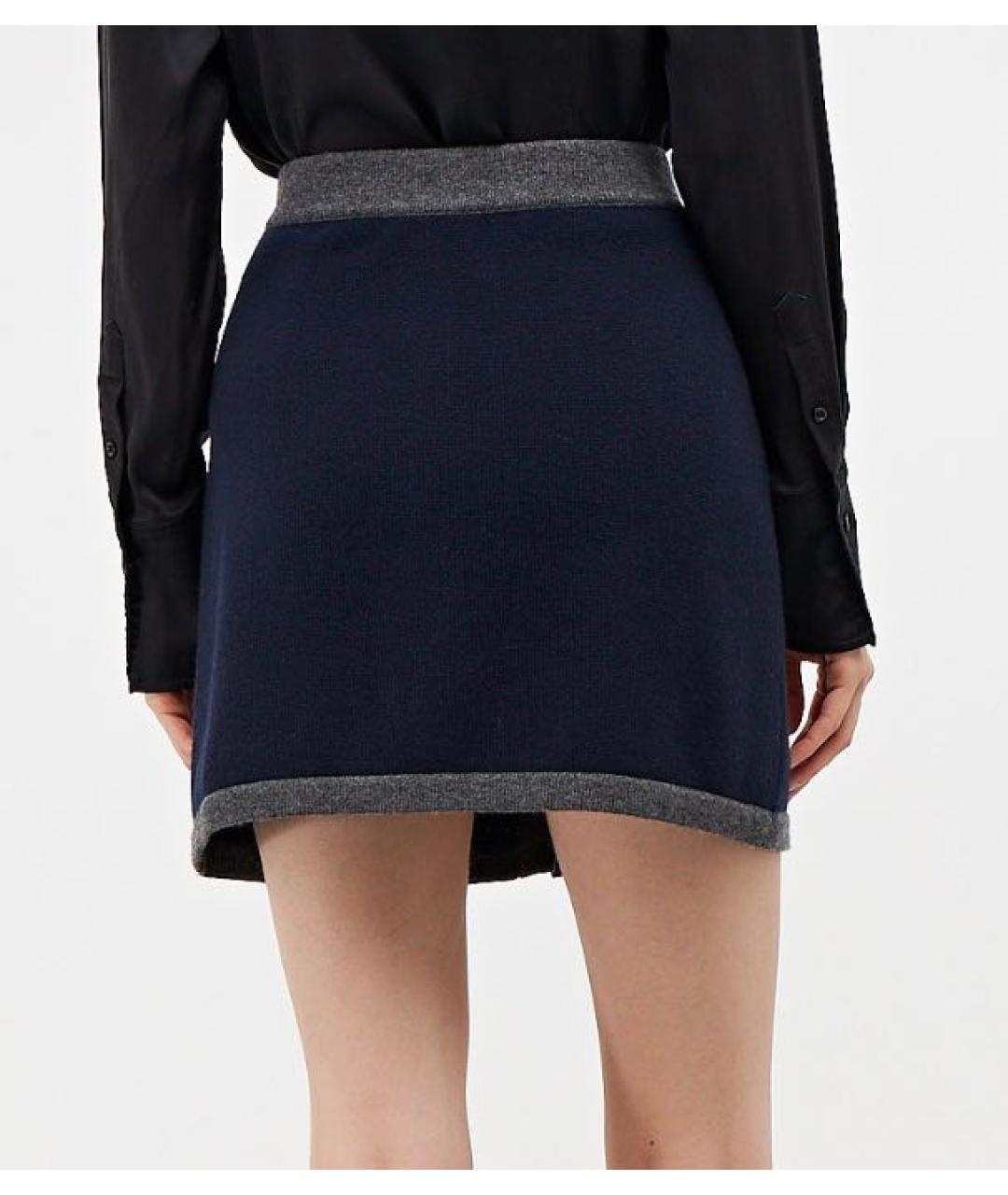 CHANEL Темно-синяя кашемировая юбка мини, фото 2