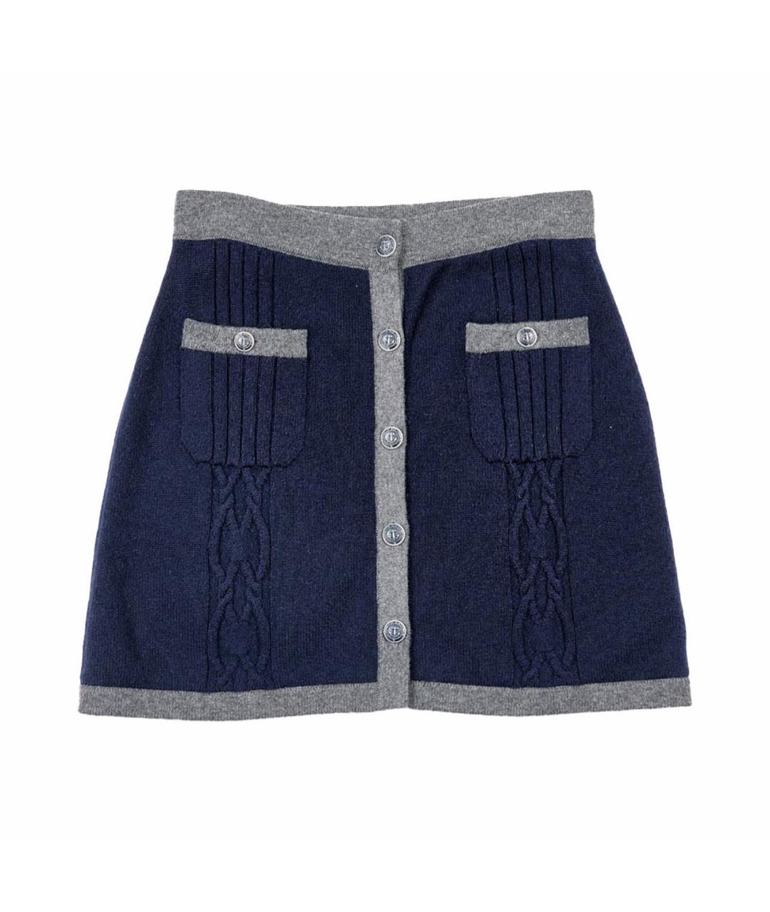 CHANEL Темно-синяя кашемировая юбка мини, фото 1