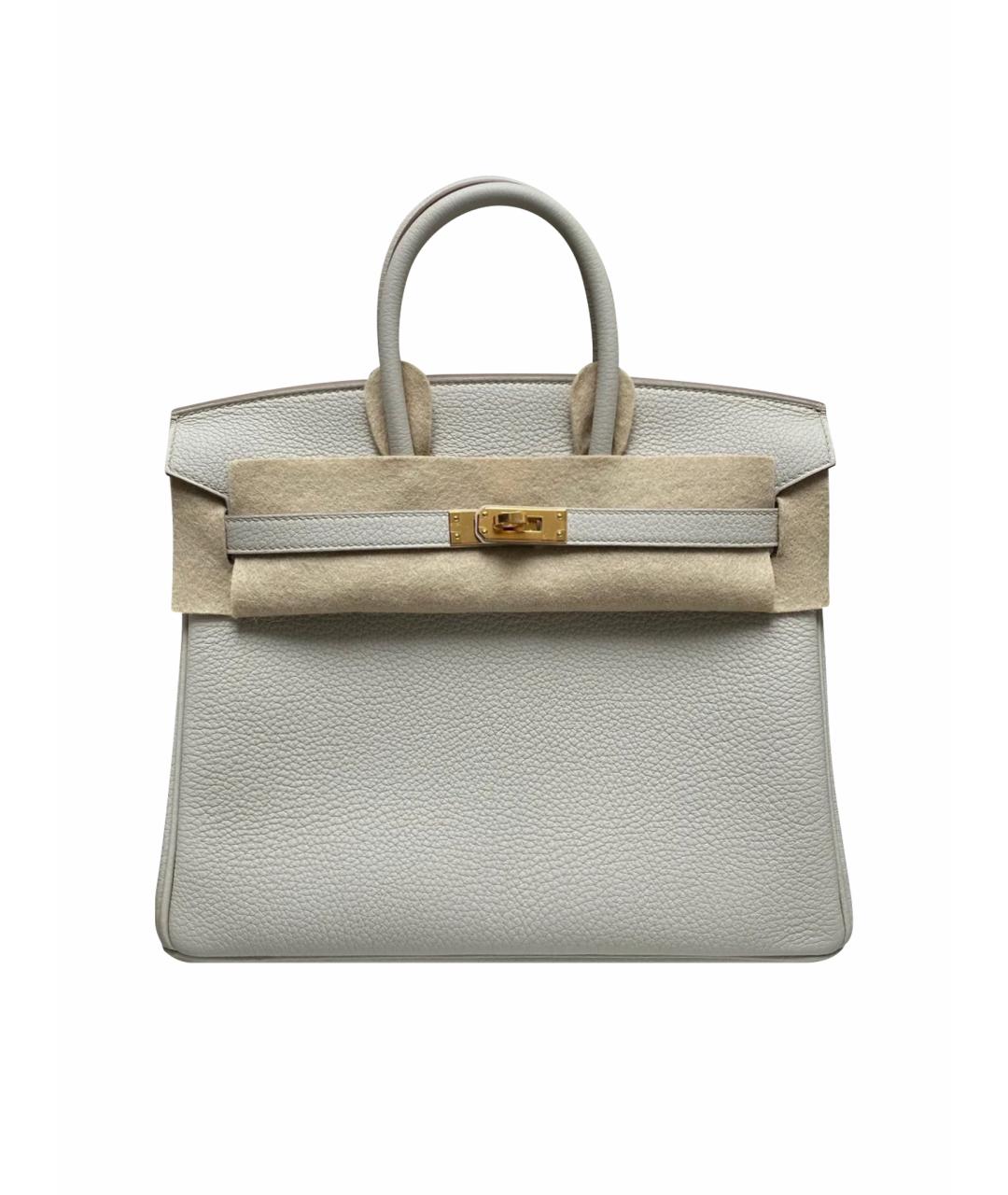 HERMES Белая кожаная сумка с короткими ручками, фото 1