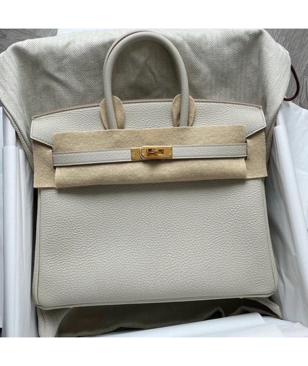 HERMES Белая кожаная сумка с короткими ручками, фото 2