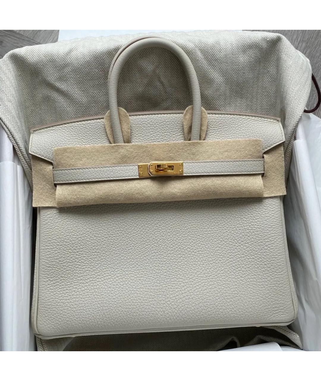 HERMES Белая кожаная сумка с короткими ручками, фото 3