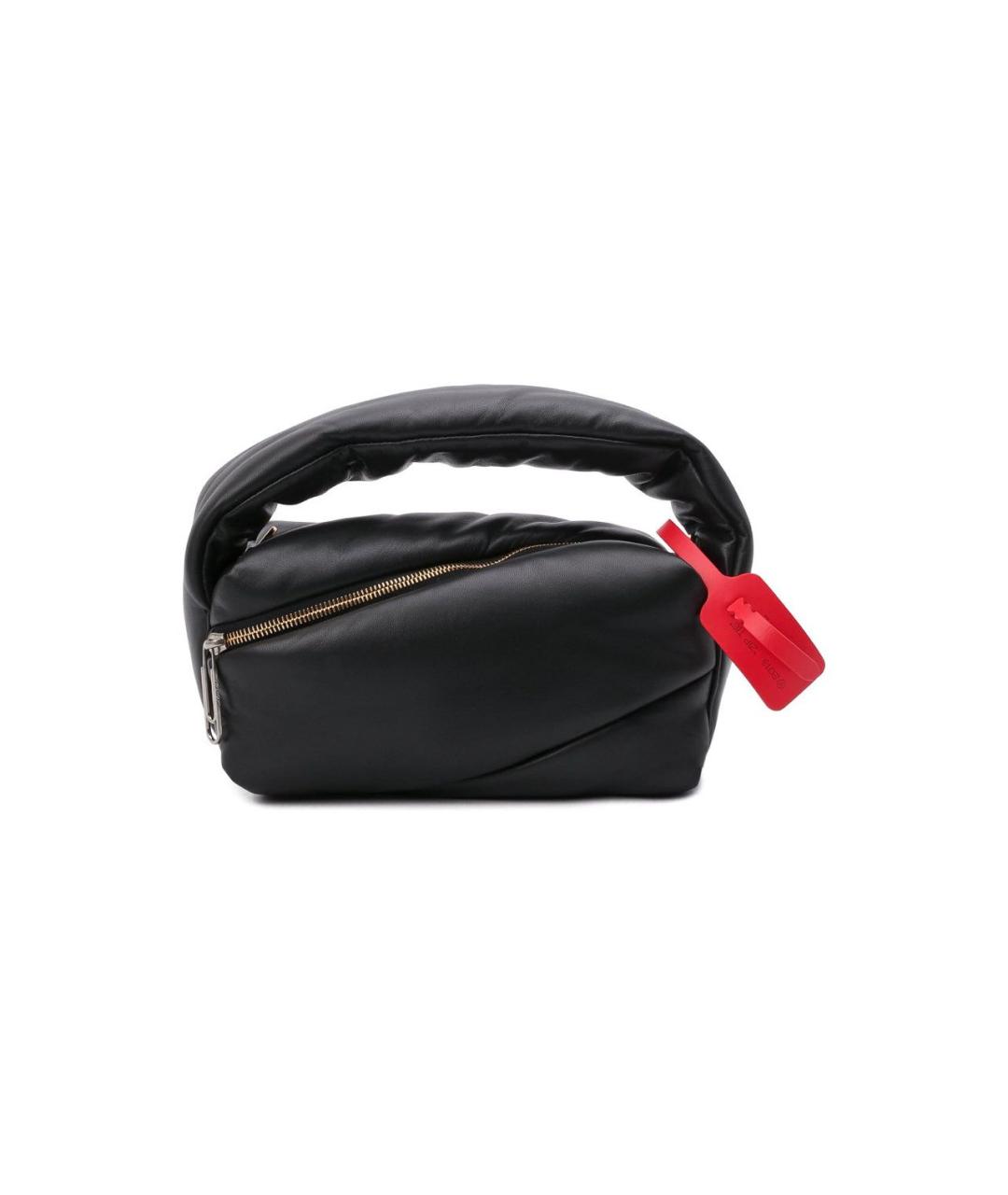 OFF-WHITE Черная кожаная сумка с короткими ручками, фото 4