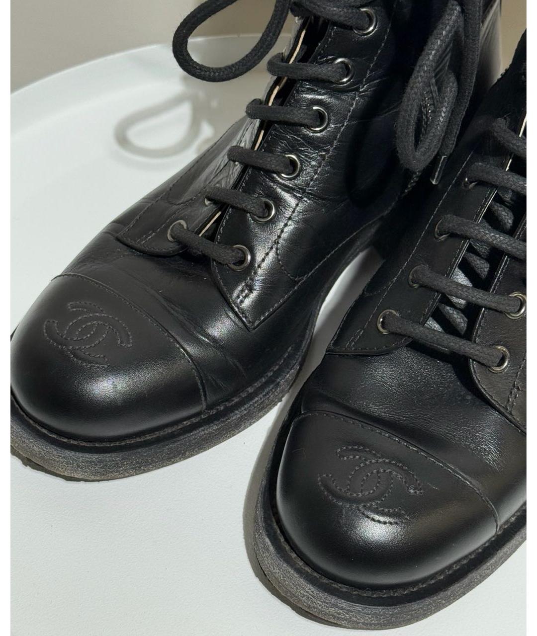 CHANEL Черные кожаные ботинки, фото 3