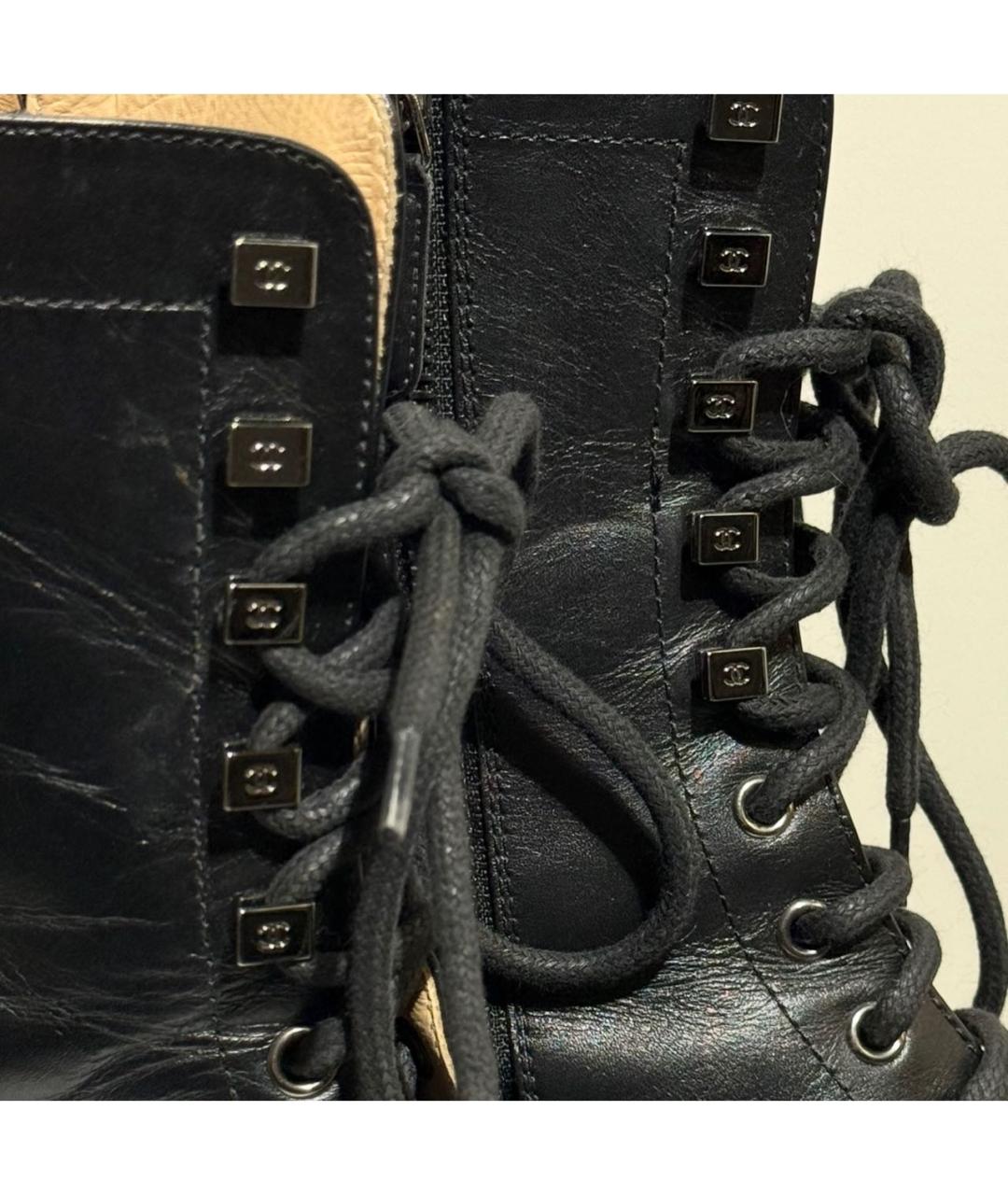 CHANEL Черные кожаные ботинки, фото 5
