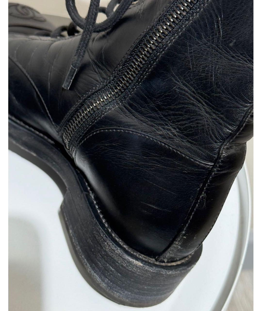 CHANEL Черные кожаные ботинки, фото 8