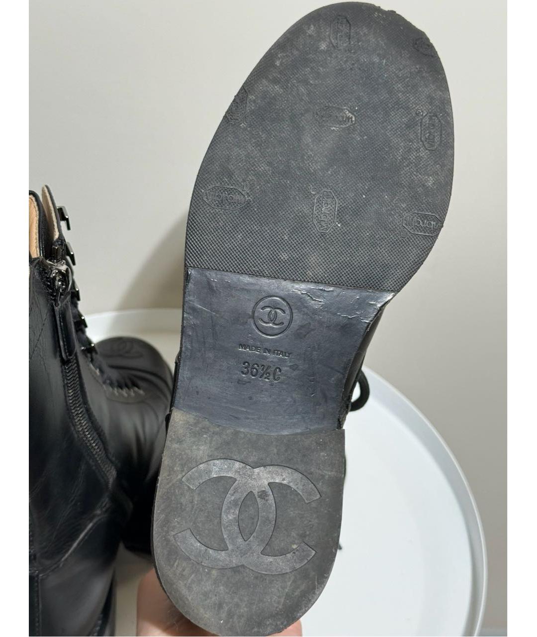 CHANEL Черные кожаные ботинки, фото 6