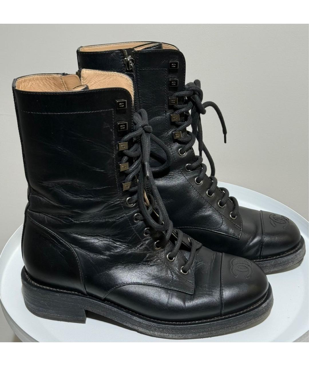 CHANEL Черные кожаные ботинки, фото 2