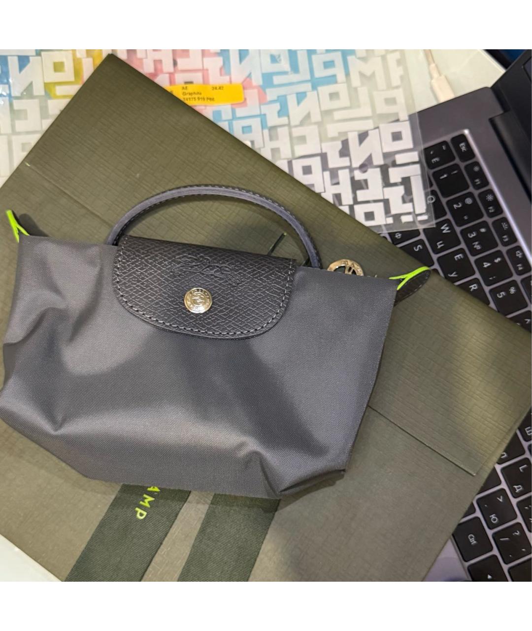 LONGCHAMP Серая сумка с короткими ручками, фото 4