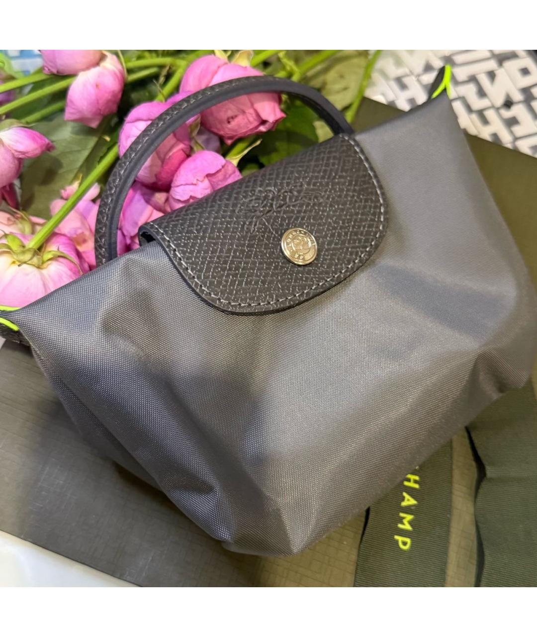 LONGCHAMP Серая сумка с короткими ручками, фото 3