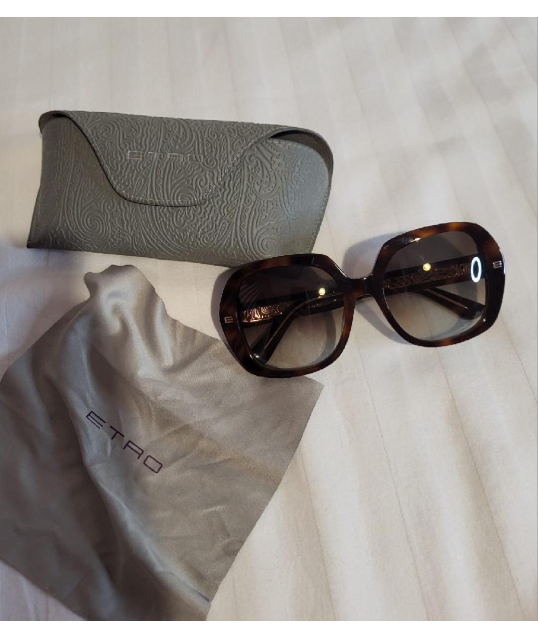 ETRO Коричневые пластиковые солнцезащитные очки, фото 4