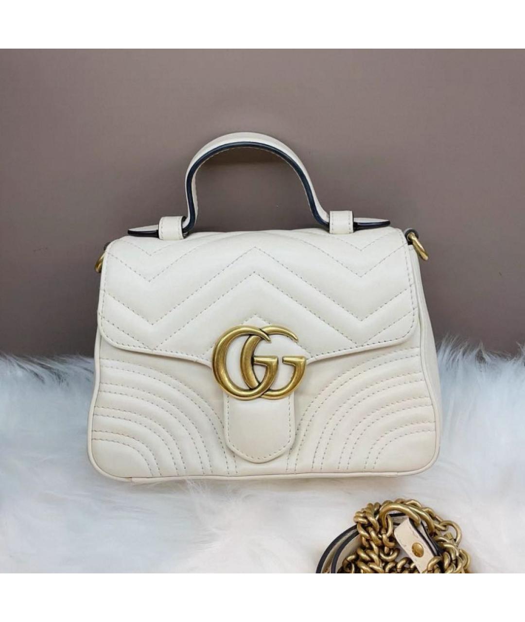 GUCCI Белая кожаная сумка через плечо, фото 5
