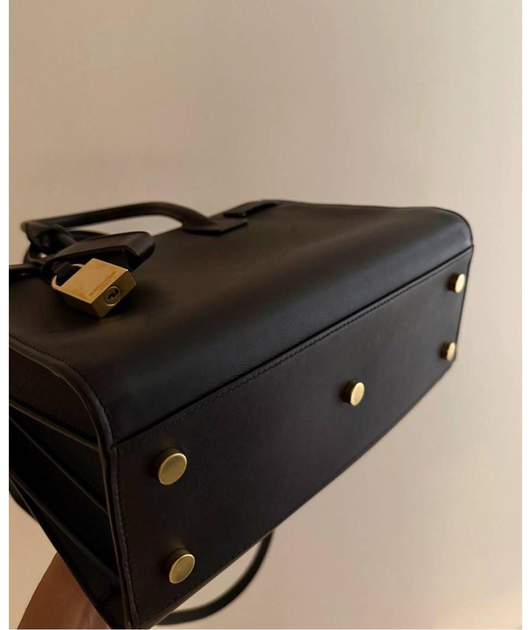 SAINT LAURENT Черная кожаная сумка с короткими ручками, фото 4