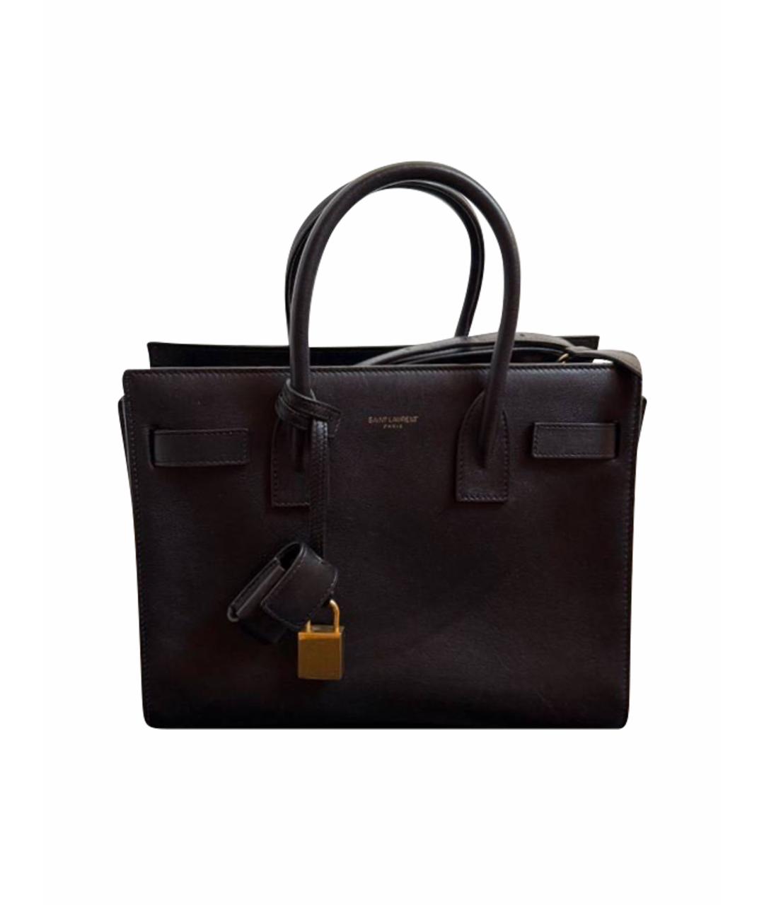 SAINT LAURENT Черная кожаная сумка с короткими ручками, фото 1