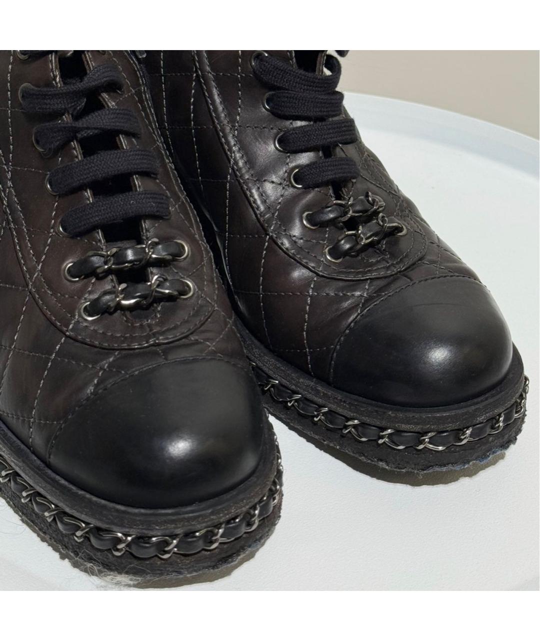 CHANEL Коричневые кожаные ботинки, фото 8