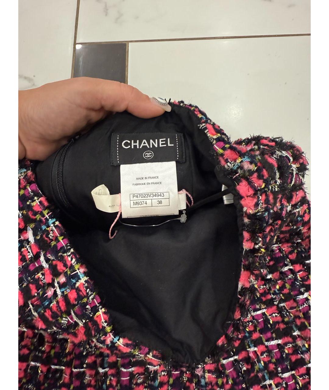 CHANEL Розовая твидовая юбка мини, фото 4