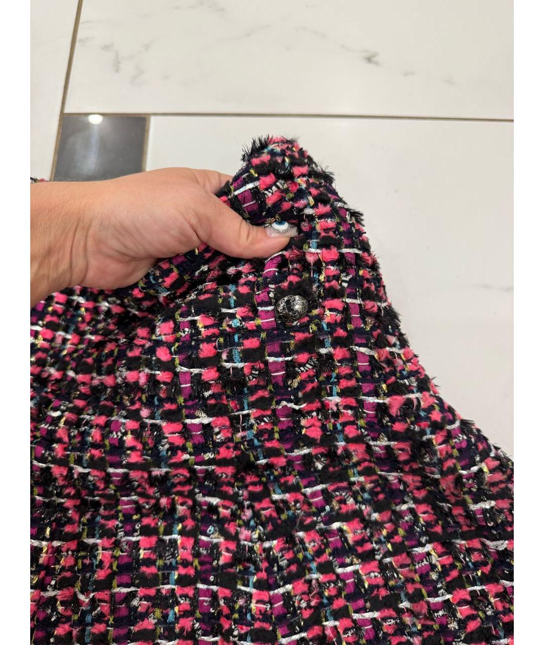 CHANEL Розовая твидовая юбка мини, фото 2