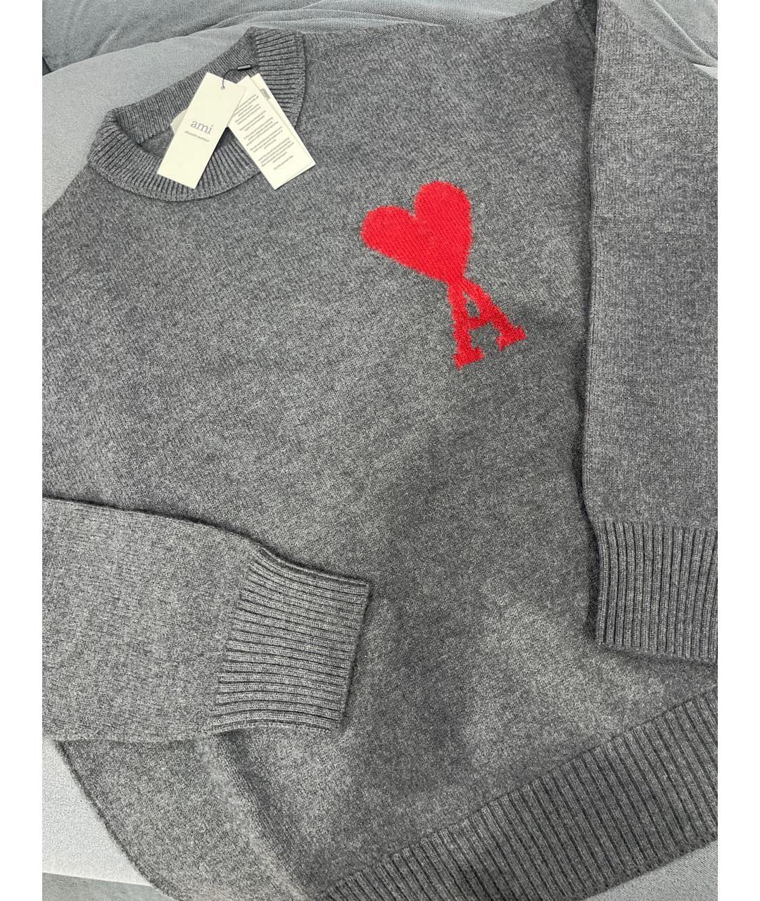 Ami Paris Серый шерстяной джемпер / свитер, фото 5