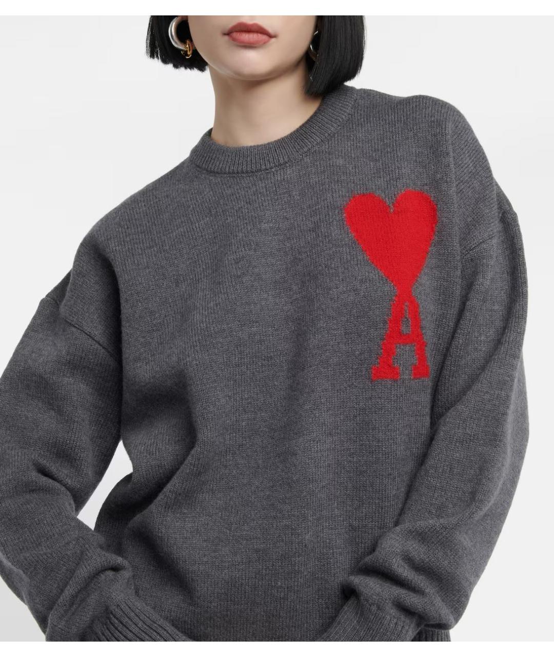 Ami Paris Серый шерстяной джемпер / свитер, фото 2