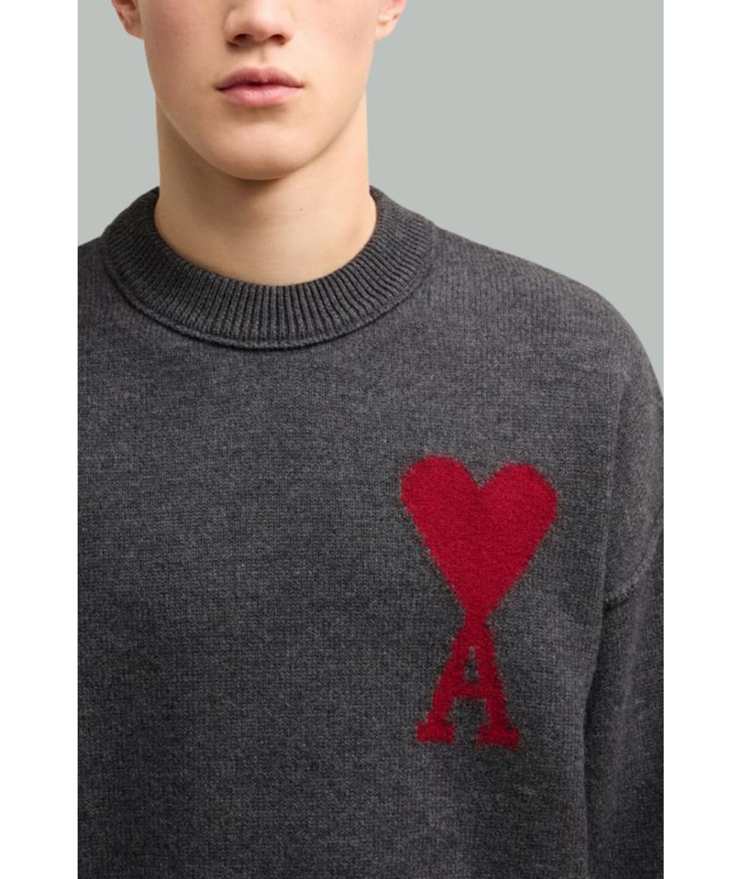 Ami Paris Серый шерстяной джемпер / свитер, фото 3