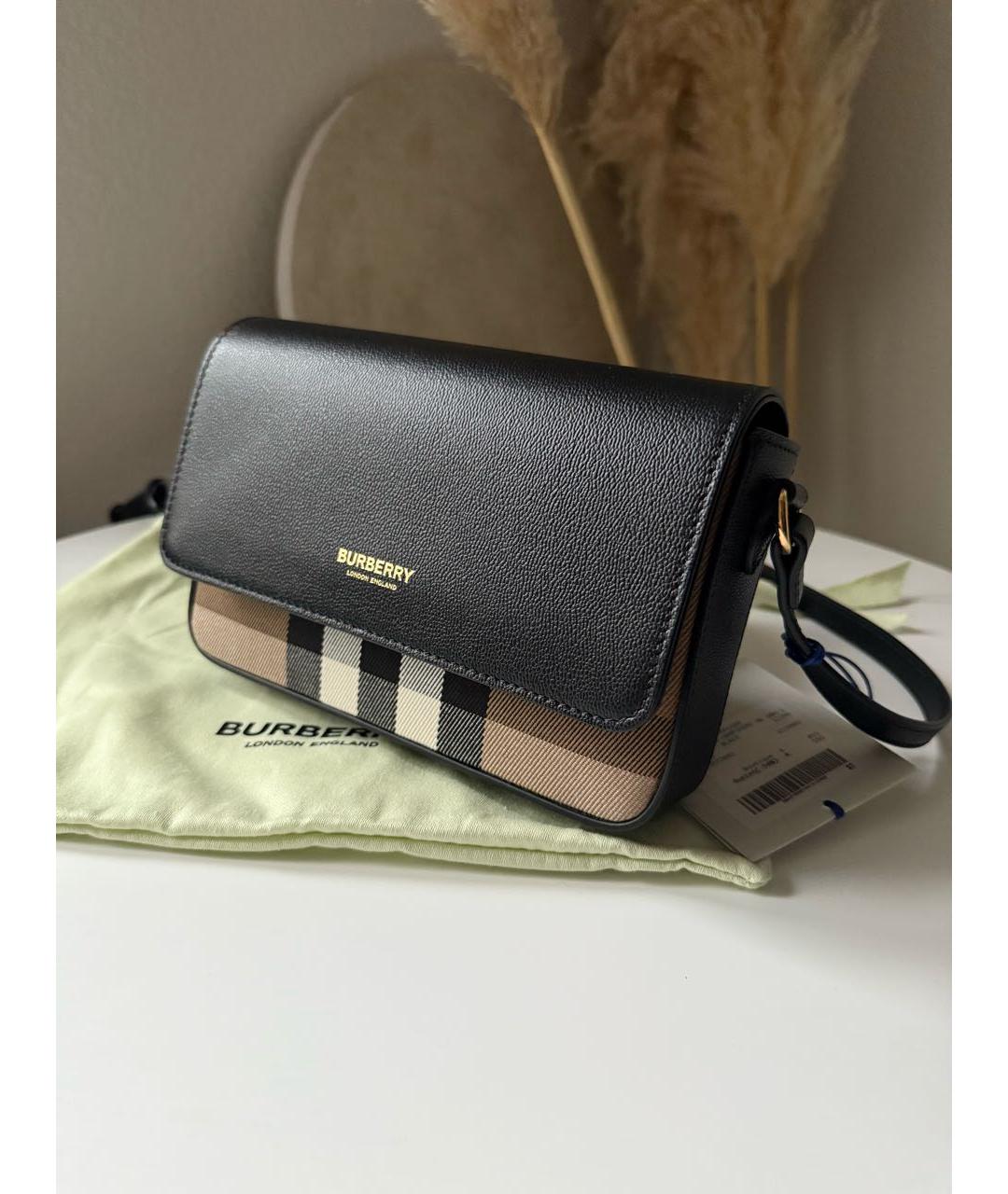 BURBERRY Черная кожаная сумка через плечо, фото 2