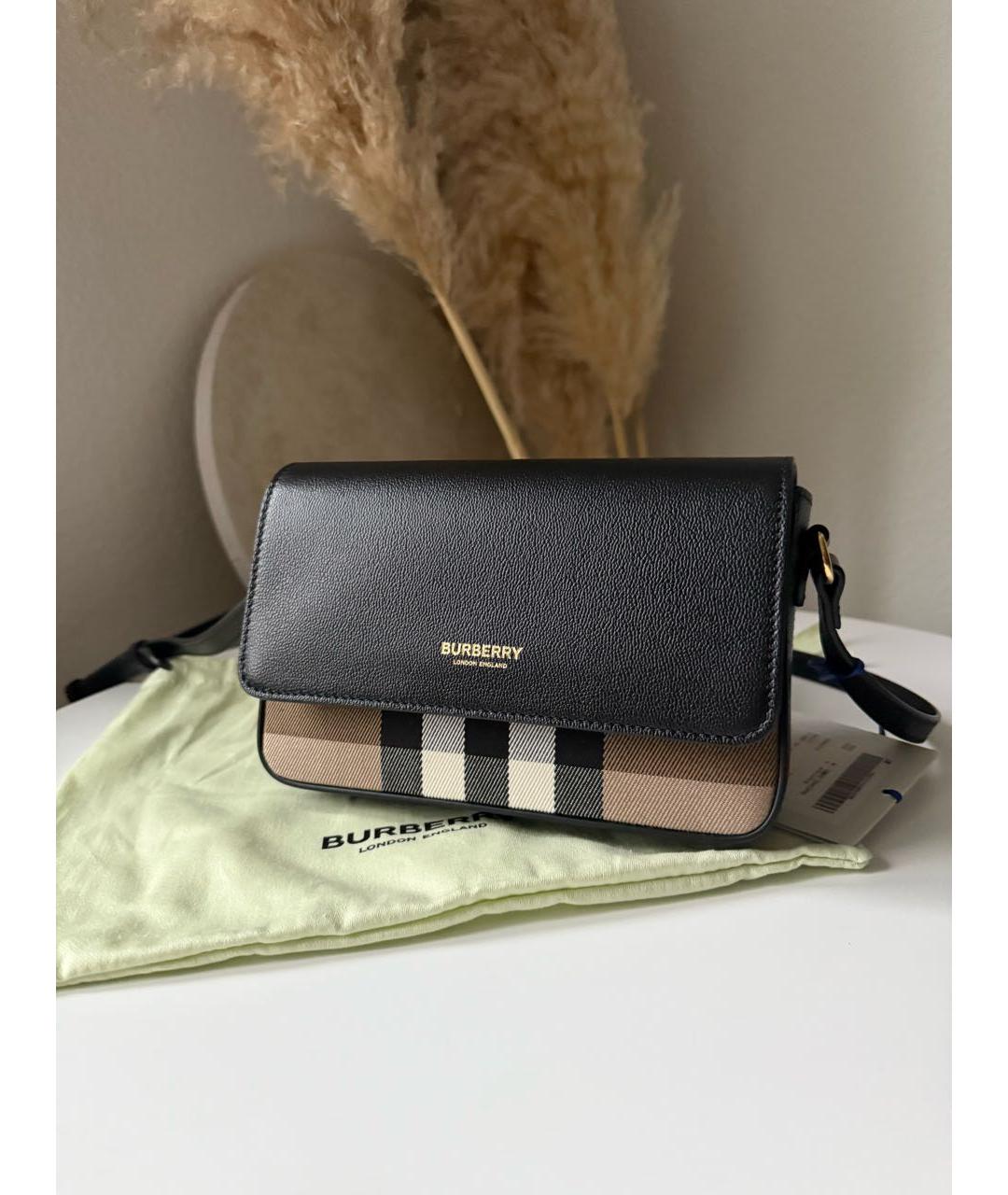 BURBERRY Черная кожаная сумка через плечо, фото 8