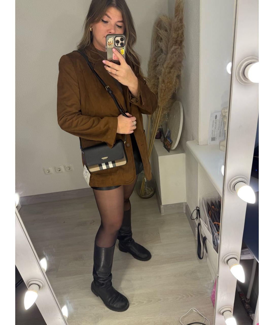 BURBERRY Черная кожаная сумка через плечо, фото 6