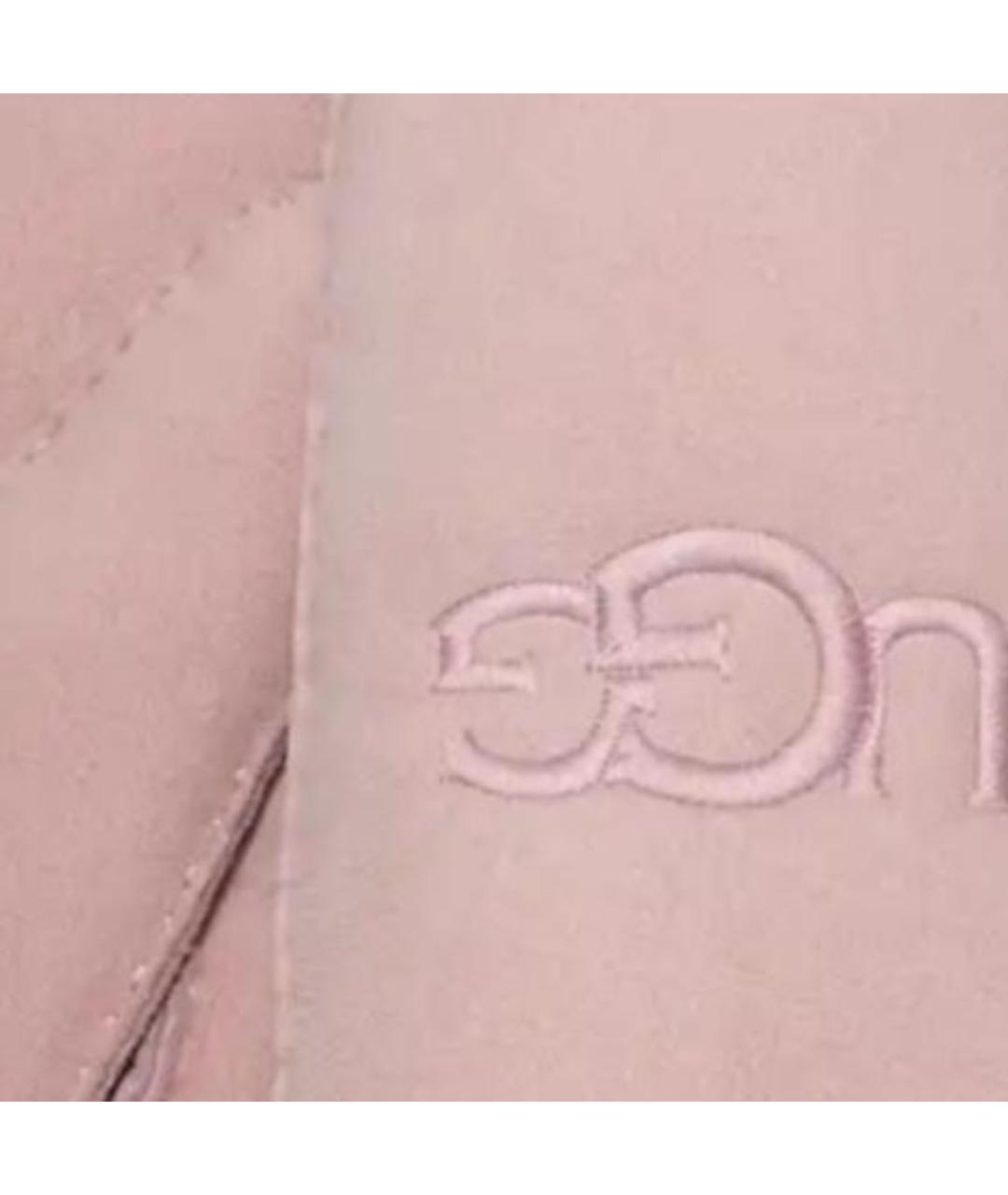 UGG AUSTRALIA Розовые кожаные варежки, фото 2