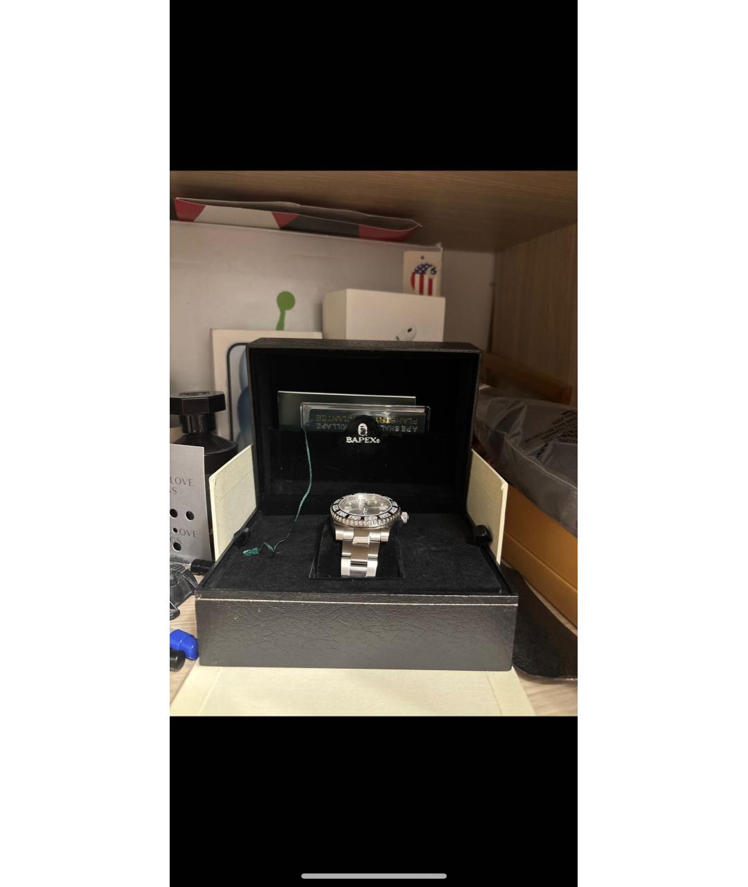 A BATHING APE Белые серебряные часы, фото 4