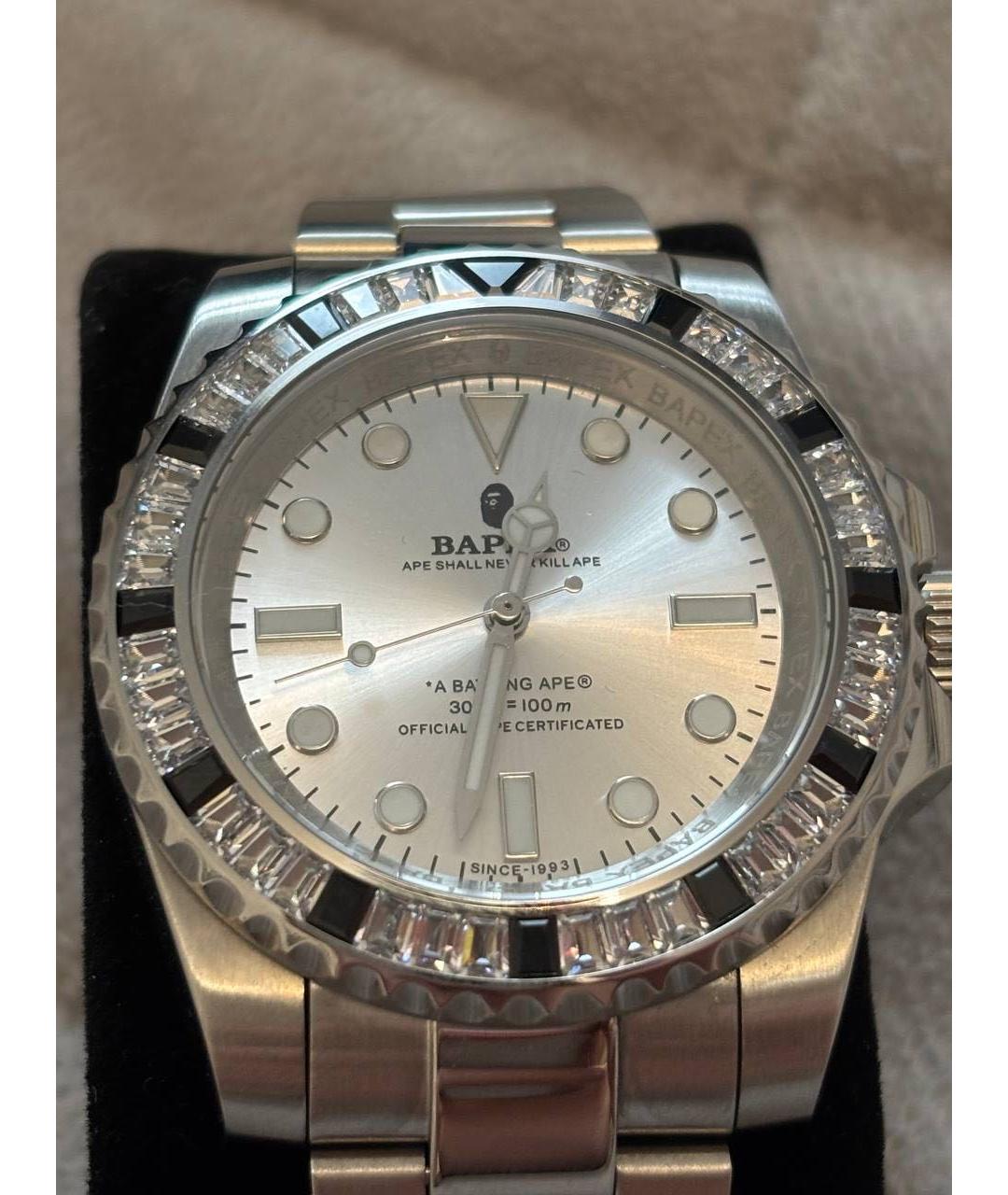 A BATHING APE Белые серебряные часы, фото 6