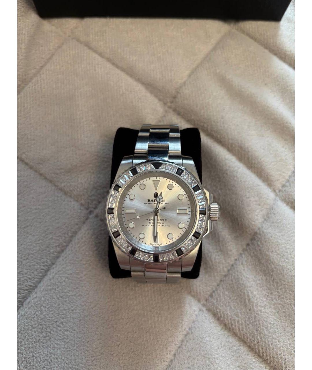 A BATHING APE Белые серебряные часы, фото 9