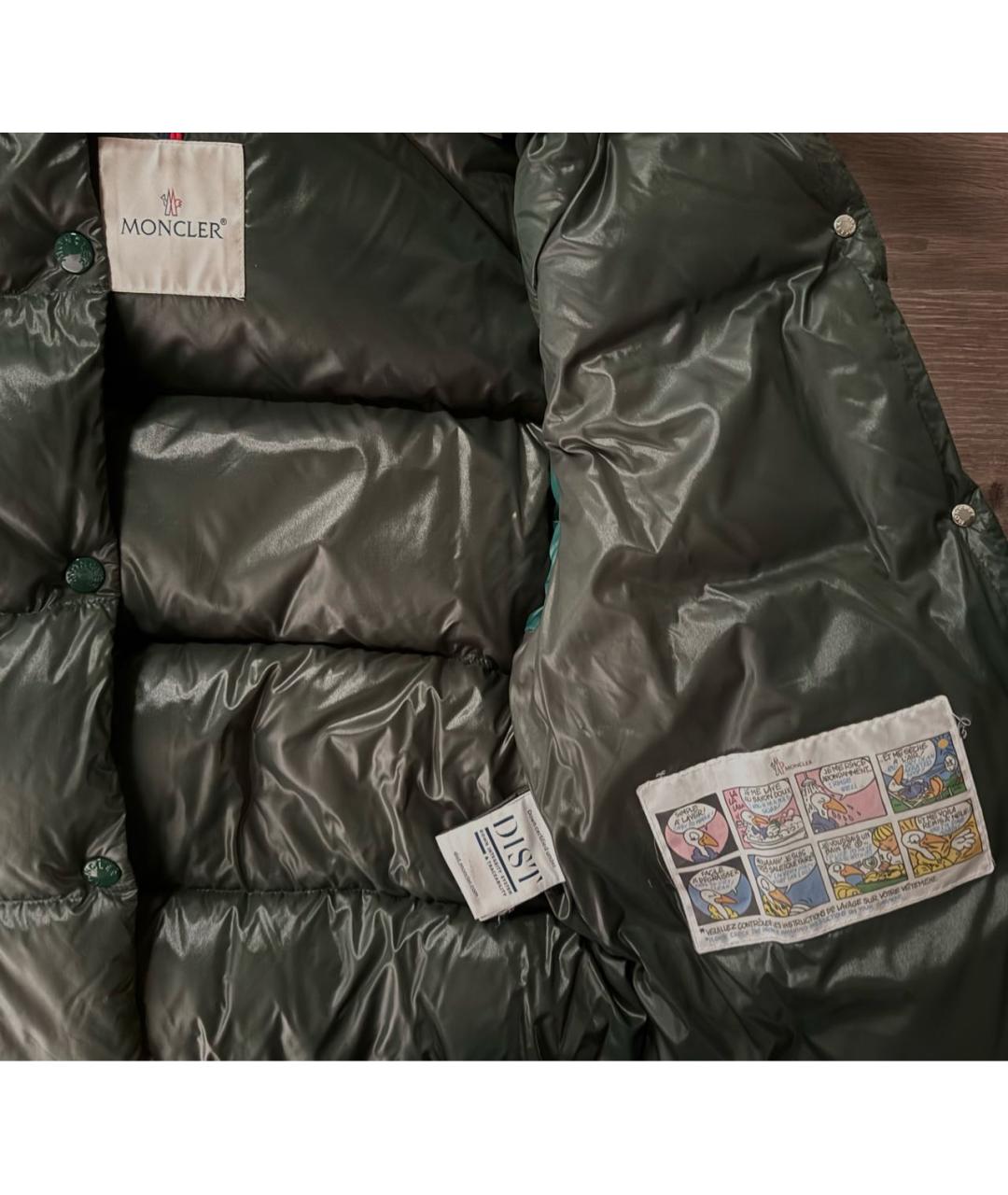 MONCLER Зеленый полиэстеровый пуховик, фото 3