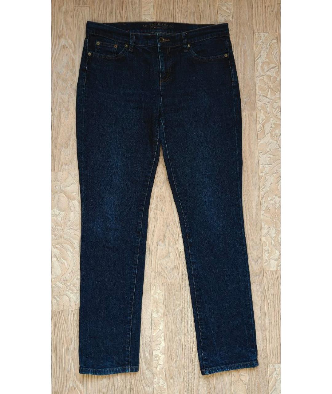 RALPH LAUREN Темно-синие хлопко-эластановые прямые джинсы, фото 6