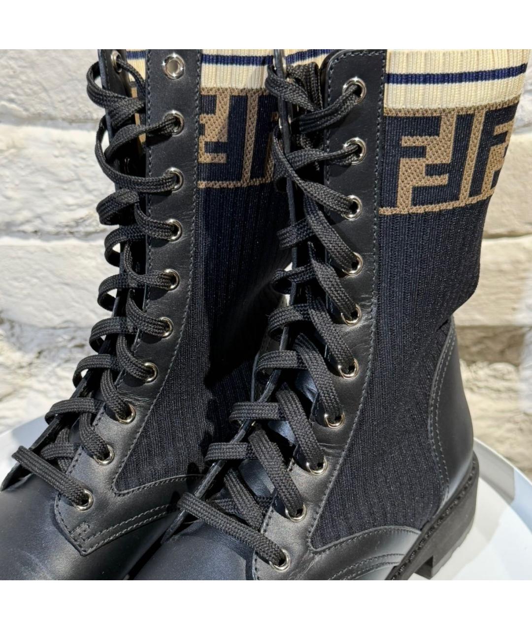 FENDI Черные кожаные ботинки, фото 8